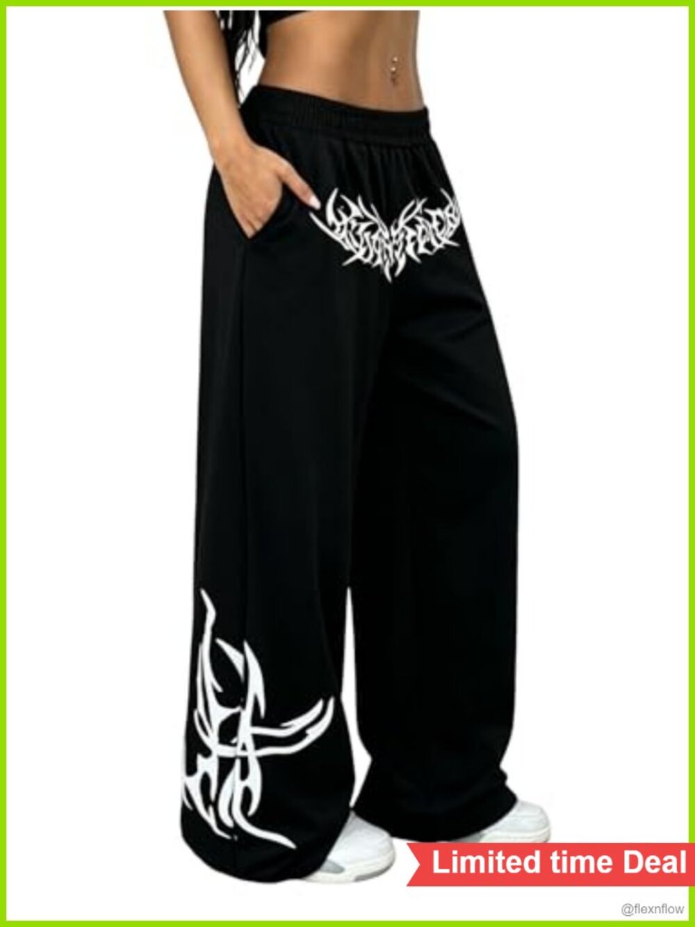 Wide Leg Sweatpants Y2K Gothic Graffiti High Rise Pull On
